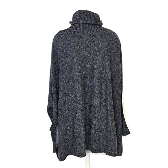 Mersea Womens Newport Turtleneck Poncho Sweater, Side Split, Ribbed, Drop Sleeve - Picture 3 of 9